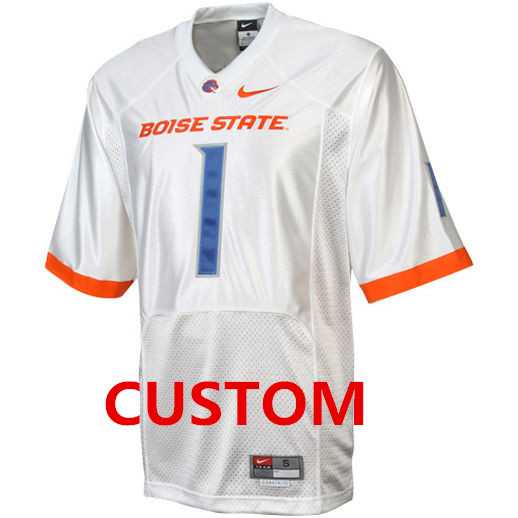 Mens Boise State Broncos Customized White Jersey->customized ncaa jersey->Custom Jersey